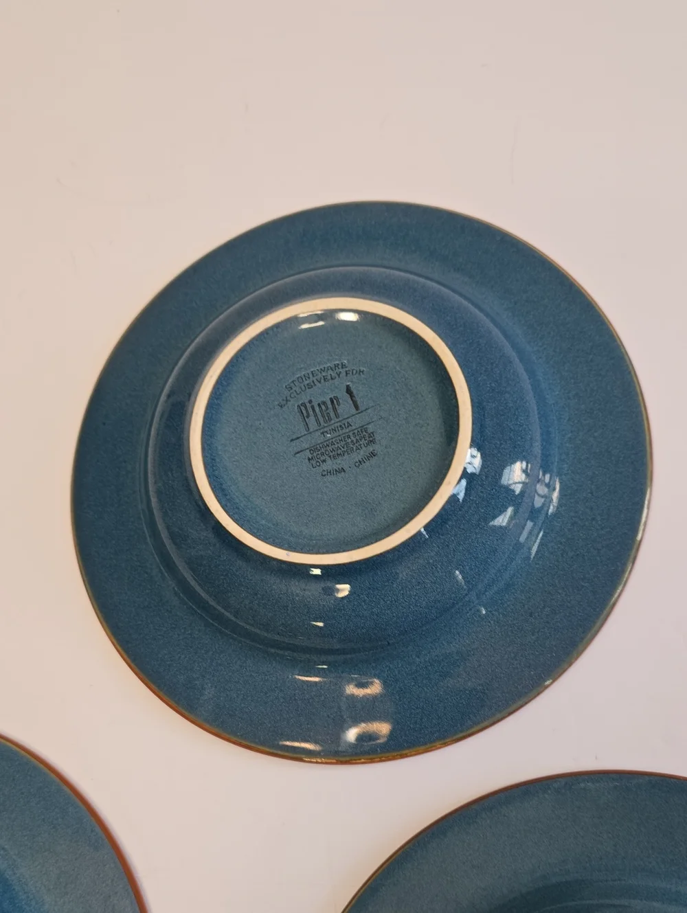 Pier 1 Set Of 3 Tunisia Soup Bowls Stoneware Blue Scroll Design